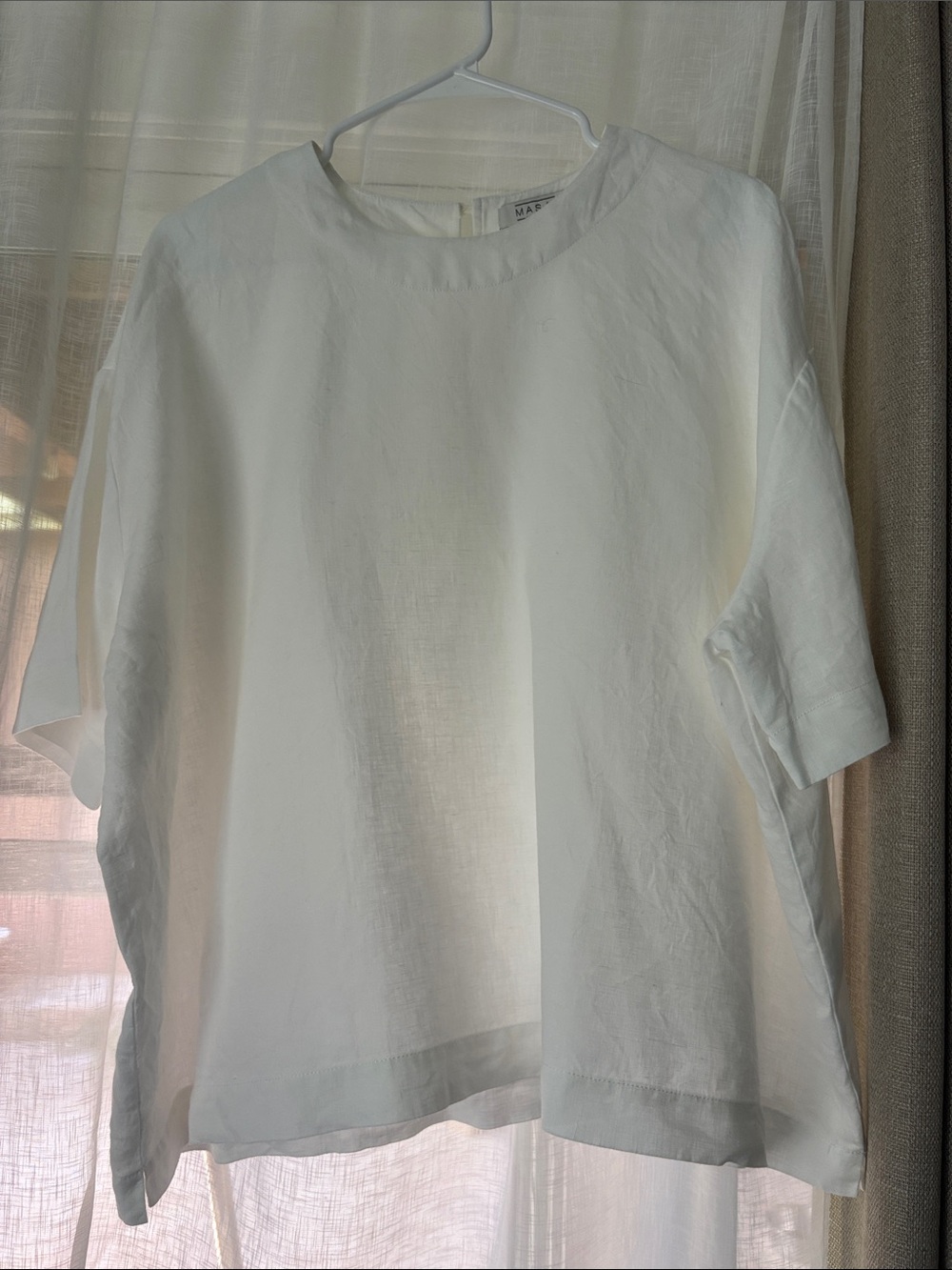 LIKE NEW - Copenhagen Degana 100% Linen Top M White Woven Lagenlook